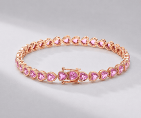 11 Carat Heart-Cut Natural Pink Sapphire Bezel Bracelet in 14K Gold - Evara Jewelry LLC
