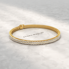 11 Carats Baguette Cut Diamond Chevron Tennis Bracelet in 10K, 14K, 18K Solid Gold - Evara Jewelry LLC