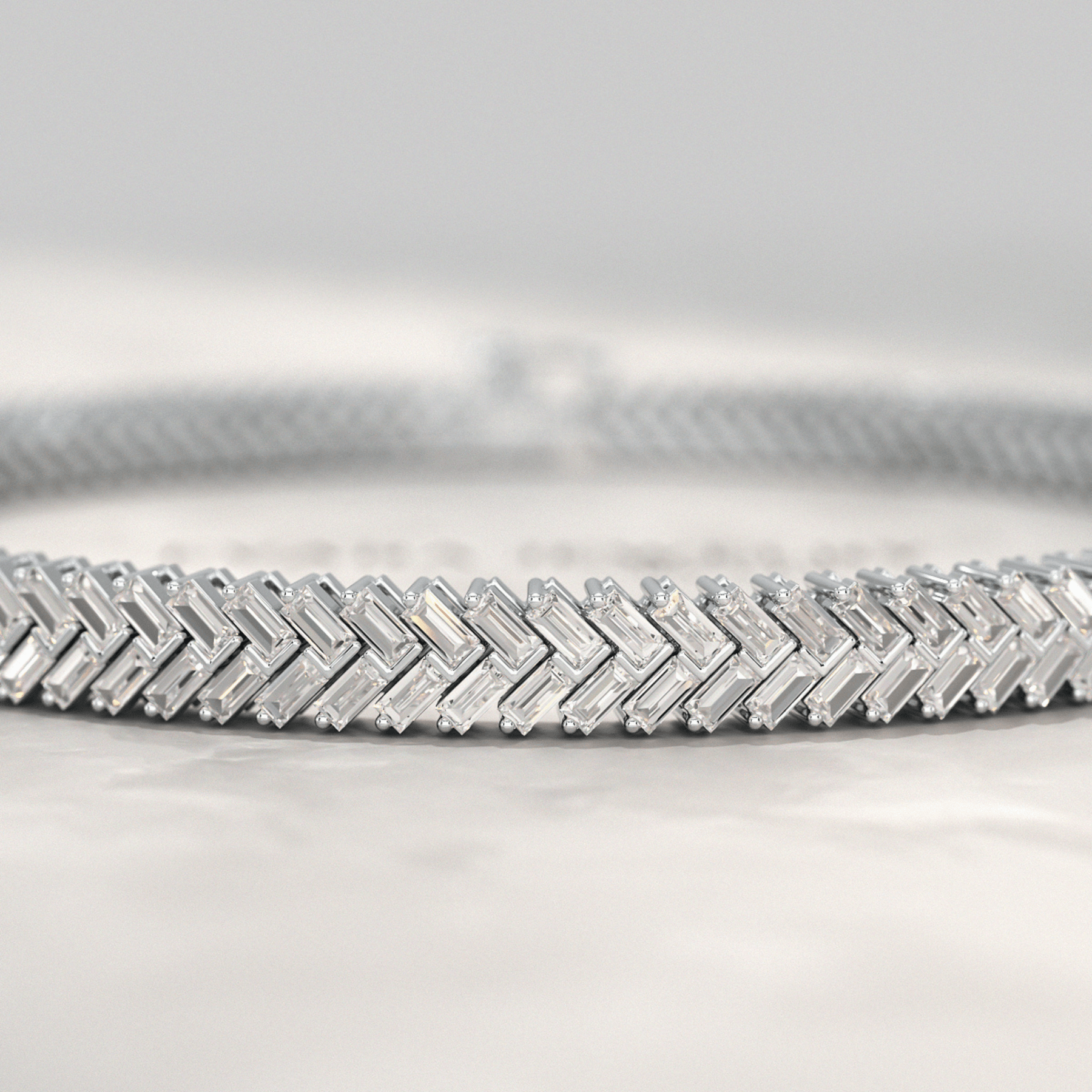 11 Carats Baguette Cut Diamond Chevron Tennis Bracelet in 10K, 14K, 18K Solid Gold - Evara Jewelry LLC