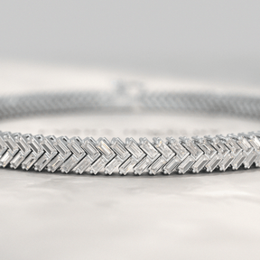 11 Carats Baguette Cut Diamond Chevron Tennis Bracelet in 10K, 14K, 18K Solid Gold - Evara Jewelry LLC