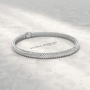 11 Carats Baguette Cut Diamond Chevron Tennis Bracelet in 10K, 14K, 18K Solid Gold - Evara Jewelry LLC