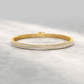 11 Carats Baguette Cut Diamond Chevron Tennis Bracelet in 10K, 14K, 18K Solid Gold - Evara Jewelry LLC