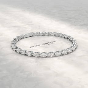 11 Carats Pear Cut Diamond Luxury Tennis Bracelet - Evara Jewelry LLC