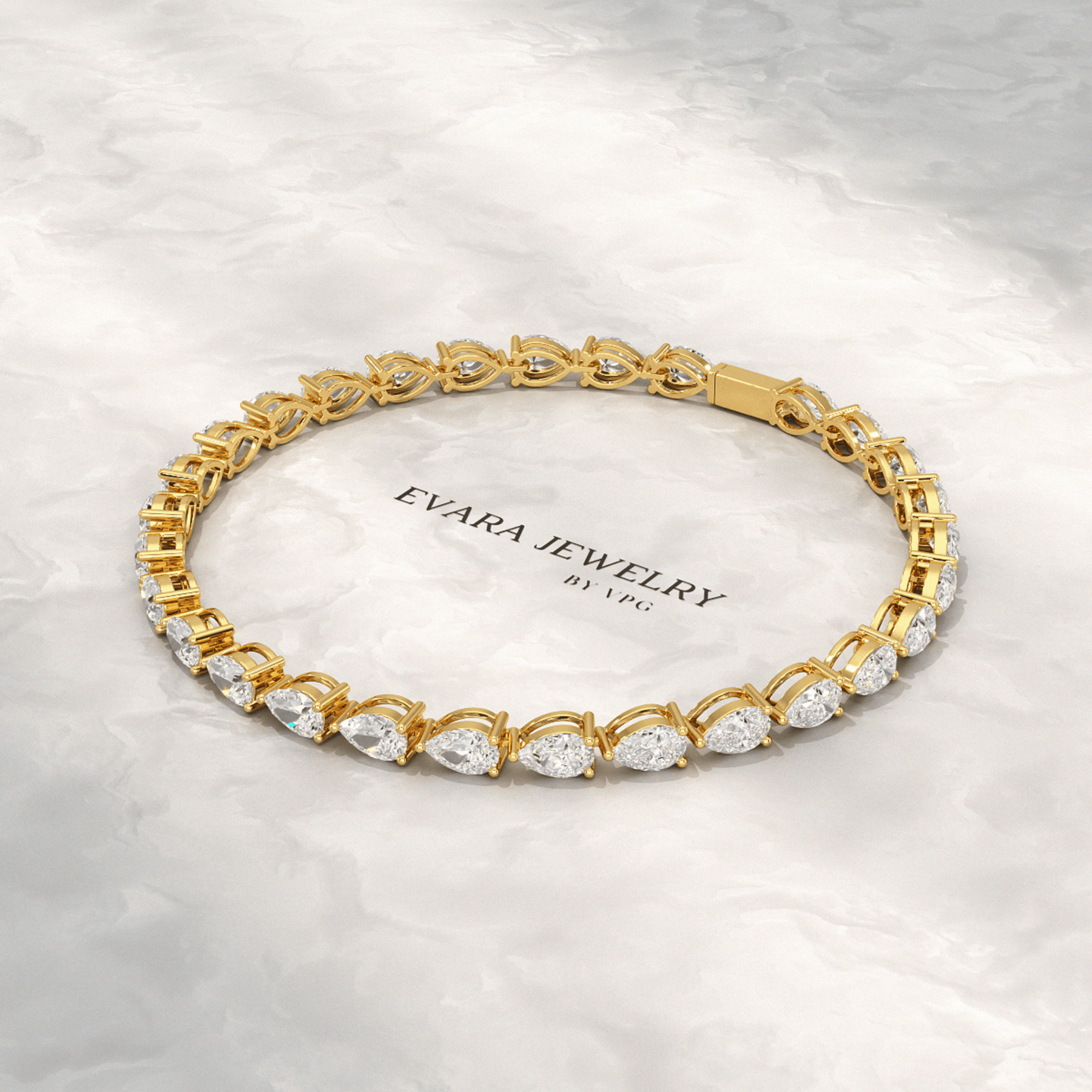 11 Carats Pear Cut Diamond Luxury Tennis Bracelet - Evara Jewelry LLC