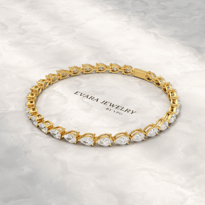11 Carats Pear Cut Diamond Luxury Tennis Bracelet - Evara Jewelry LLC