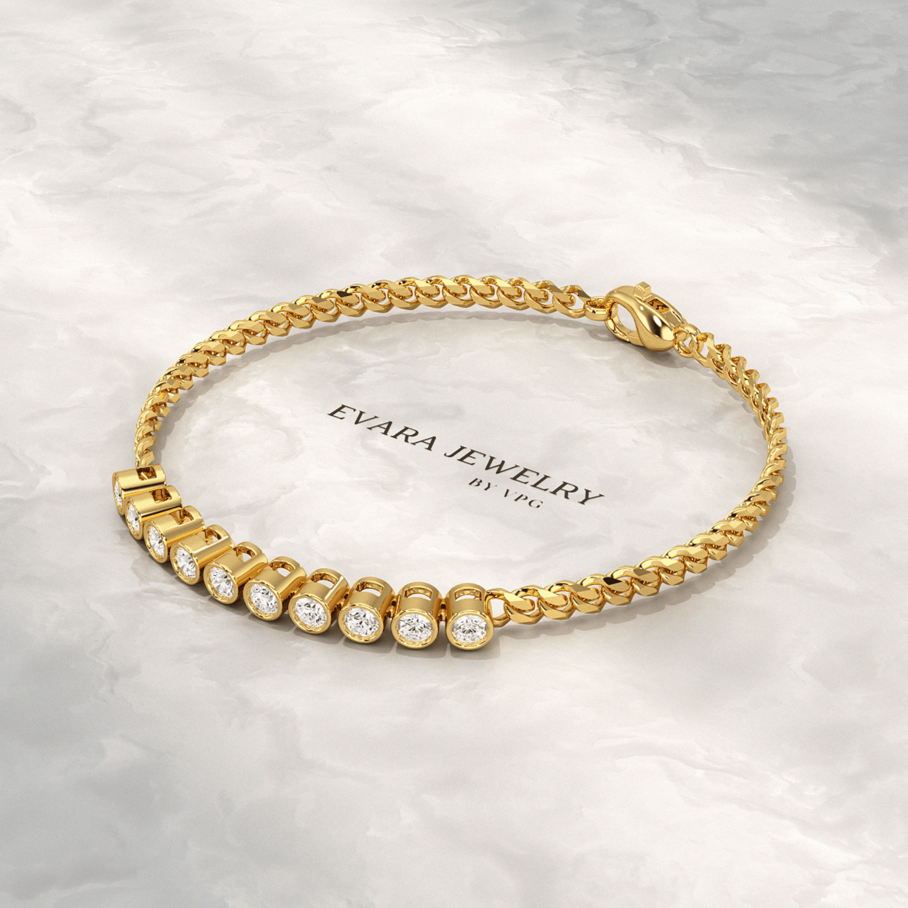 1.10 Carat Bezel Set Round Diamond Bracelet - Evara Jewelry LLC