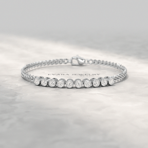 1.10 Carat Bezel Set Round Diamond Bracelet - Evara Jewelry LLC