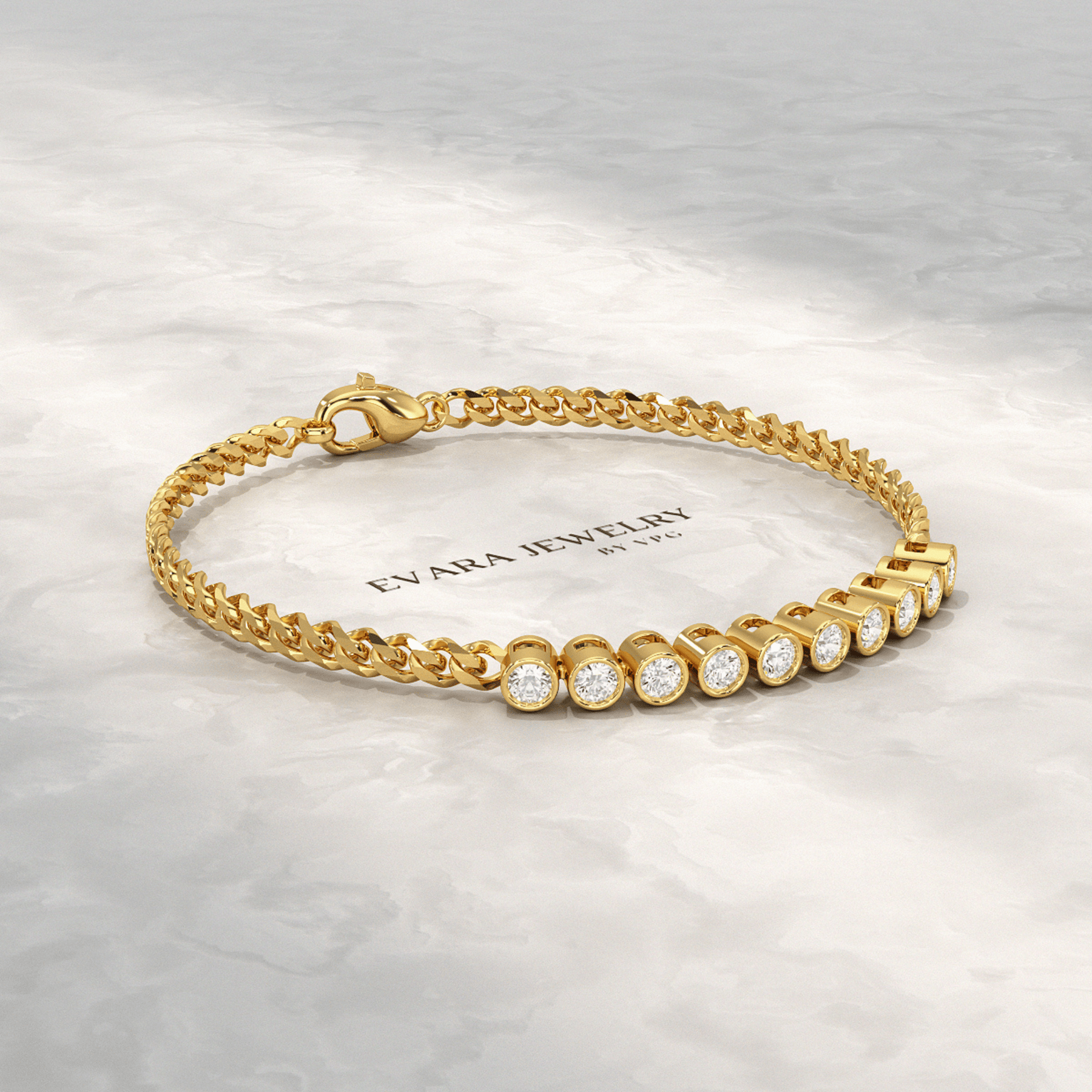 1.10 Carat Bezel Set Round Diamond Bracelet - Evara Jewelry LLC