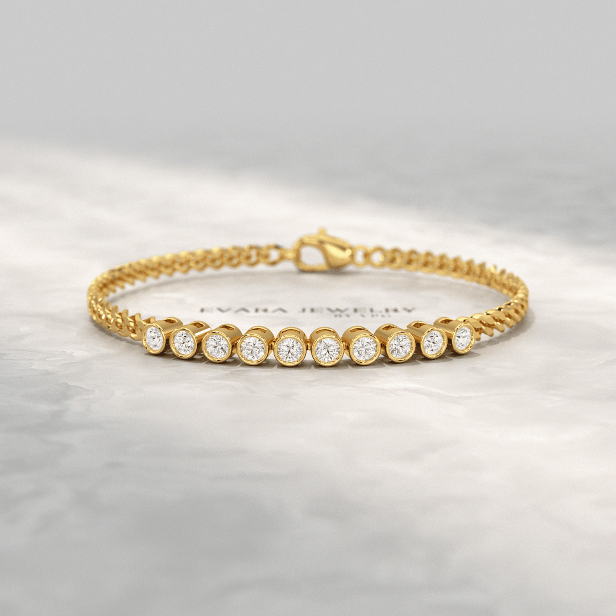 1.10 Carat Bezel Set Round Diamond Bracelet - Evara Jewelry LLC