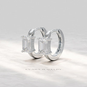 1.10 Carat Lab Grown Diamond Hoop Earrings: Emerald Cut, Wedding Gift - Evara Jewelry LLC