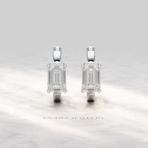 1.10 Carat Lab Grown Diamond Hoop Earrings: Emerald Cut, Wedding Gift - Evara Jewelry LLC