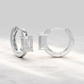1.10 Carat Lab Grown Diamond Hoop Earrings: Emerald Cut, Wedding Gift - Evara Jewelry LLC