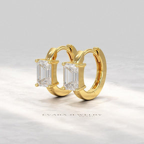 1.10 Carat Lab Grown Diamond Hoop Earrings: Emerald Cut, Wedding Gift - Evara Jewelry LLC