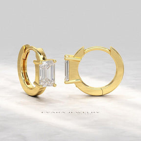 1.10 Carat Lab Grown Diamond Hoop Earrings: Emerald Cut, Wedding Gift - Evara Jewelry LLC