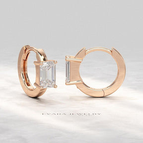 1.10 Carat Lab Grown Diamond Hoop Earrings: Emerald Cut, Wedding Gift - Evara Jewelry LLC