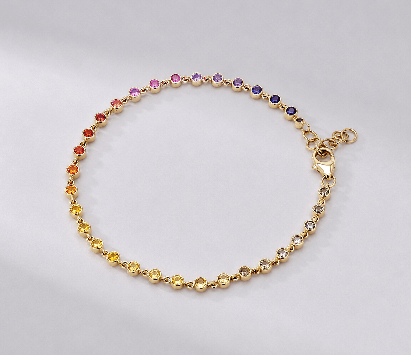 1.12 Carat Natural Rainbow Sapphire Bezel Set Chain Bracelet - Evara Jewelry LLC