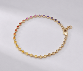 1.12 Carat Natural Rainbow Sapphire Bezel Set Chain Bracelet - Evara Jewelry LLC