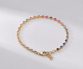 1.12 Carat Natural Rainbow Sapphire Bezel Set Chain Bracelet - Evara Jewelry LLC