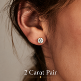 Round Cut Lab Grown Diamond Stud Earrings: 4 Prong Set, Push Back