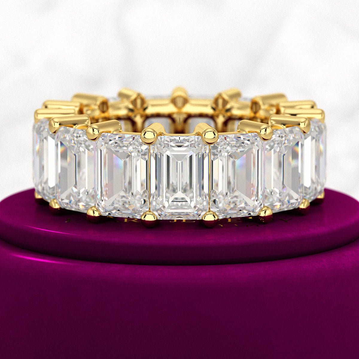 12 Carat Emerald Cut Lab Grown Diamond Eternity Band - Evara Jewelry LLC