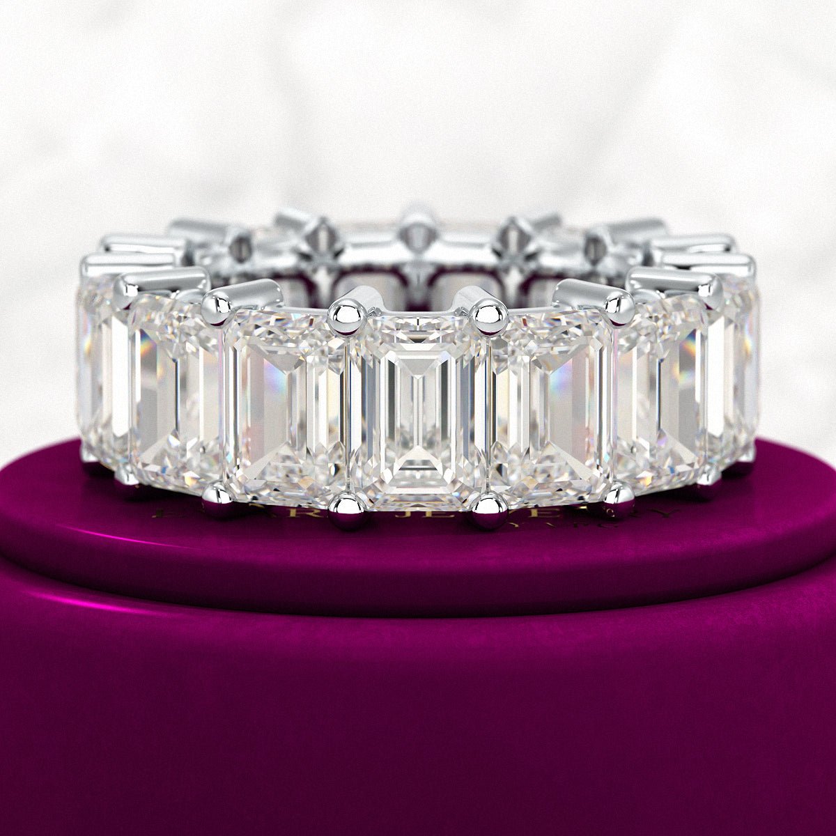 12 Carat Emerald Cut Lab Grown Diamond Eternity Band - Evara Jewelry LLC
