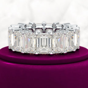 12 Carat Emerald Cut Lab Grown Diamond Eternity Band - Evara Jewelry LLC