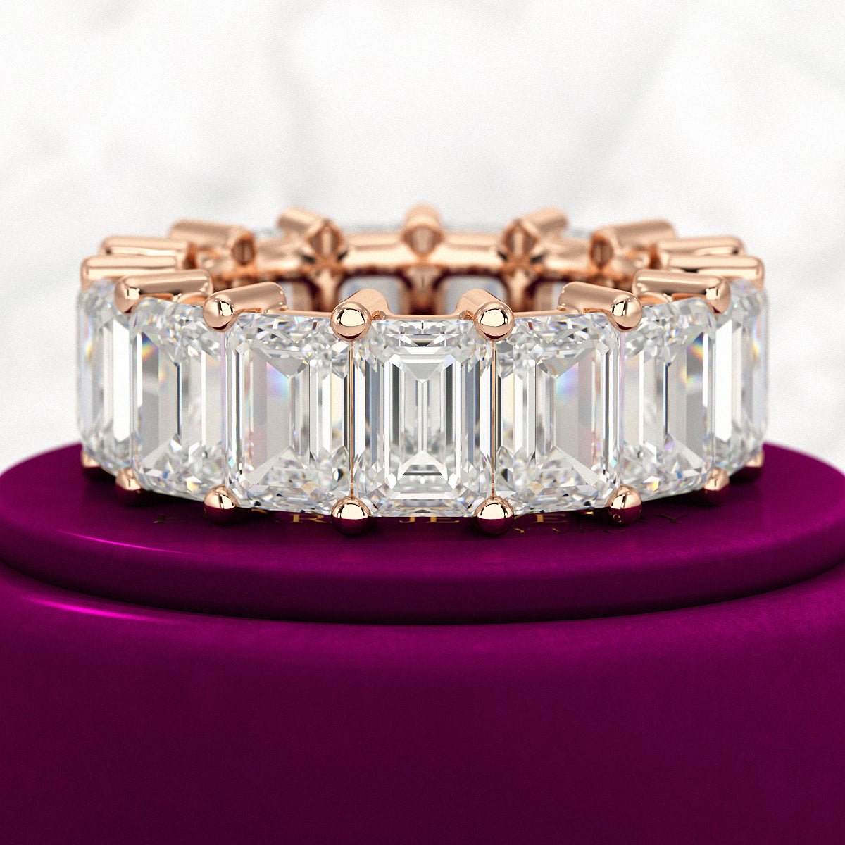 12 Carat Emerald Cut Lab Grown Diamond Eternity Band - Evara Jewelry LLC