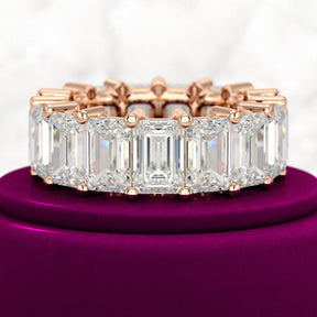 12 Carat Emerald Cut Lab Grown Diamond Eternity Band - Evara Jewelry LLC
