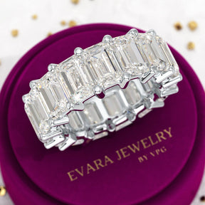 12 Carat Emerald Cut Lab Grown Diamond Eternity Band - Evara Jewelry LLC