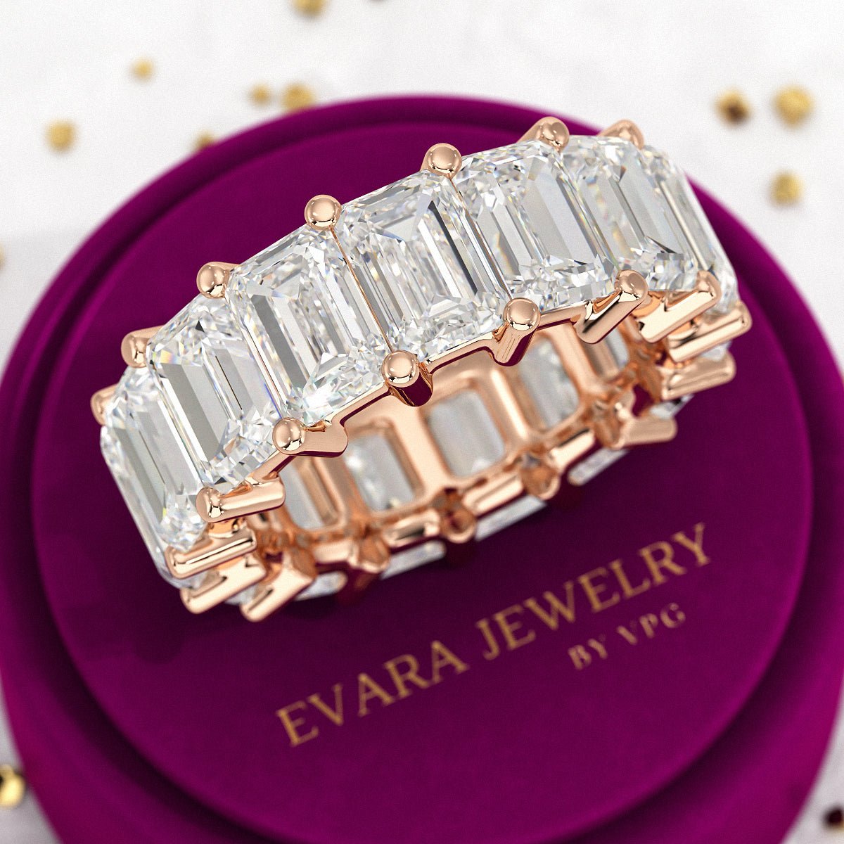 12 Carat Emerald Cut Lab Grown Diamond Eternity Band - Evara Jewelry LLC
