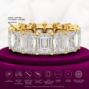 12 Carat Emerald Cut Lab Grown Diamond Eternity Band - Evara Jewelry LLC