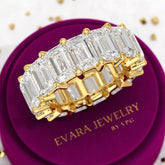 12 Carat Emerald Cut Lab Grown Diamond Eternity Band - Evara Jewelry LLC