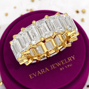 12 Carat Emerald Cut Lab Grown Diamond Eternity Band - Evara Jewelry LLC