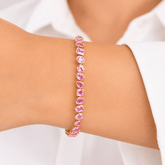 12 Carat Natural Pink Sapphire Mixed-Shape Tennis Bracelet in 14K Gold - Evara Jewelry LLC