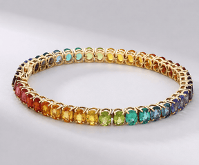 12 Carat Natural Rainbow Sapphire and Multi-Gemstone Bracelet in 18K Gold - Evara Jewelry LLC