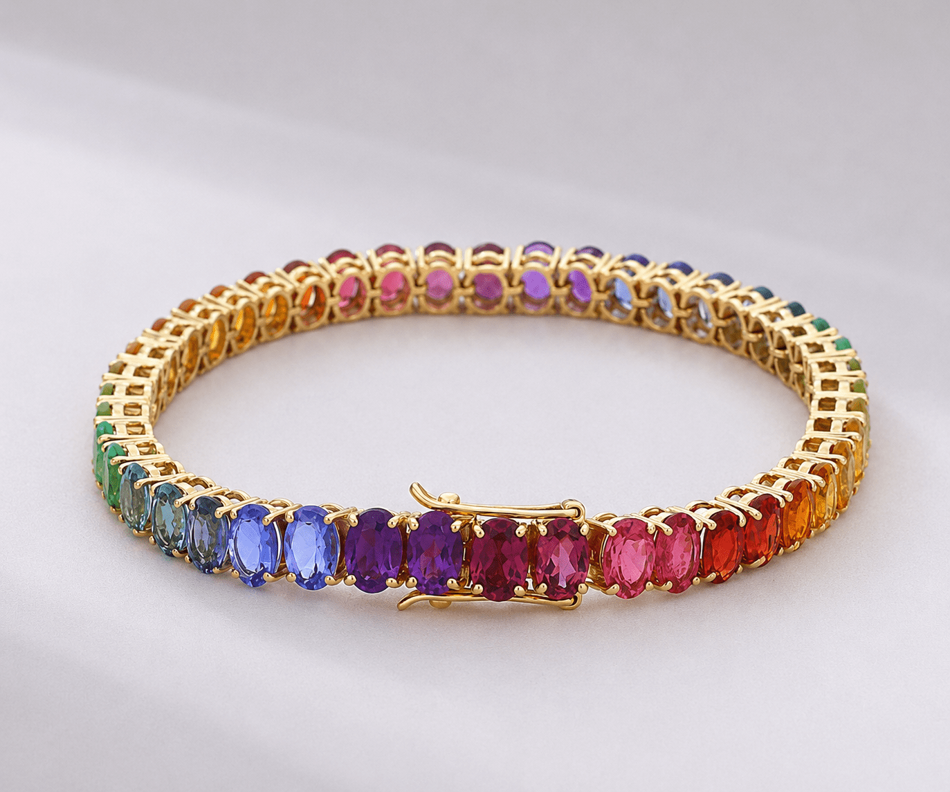 12 Carat Natural Rainbow Sapphire and Multi-Gemstone Bracelet in 18K Gold - Evara Jewelry LLC