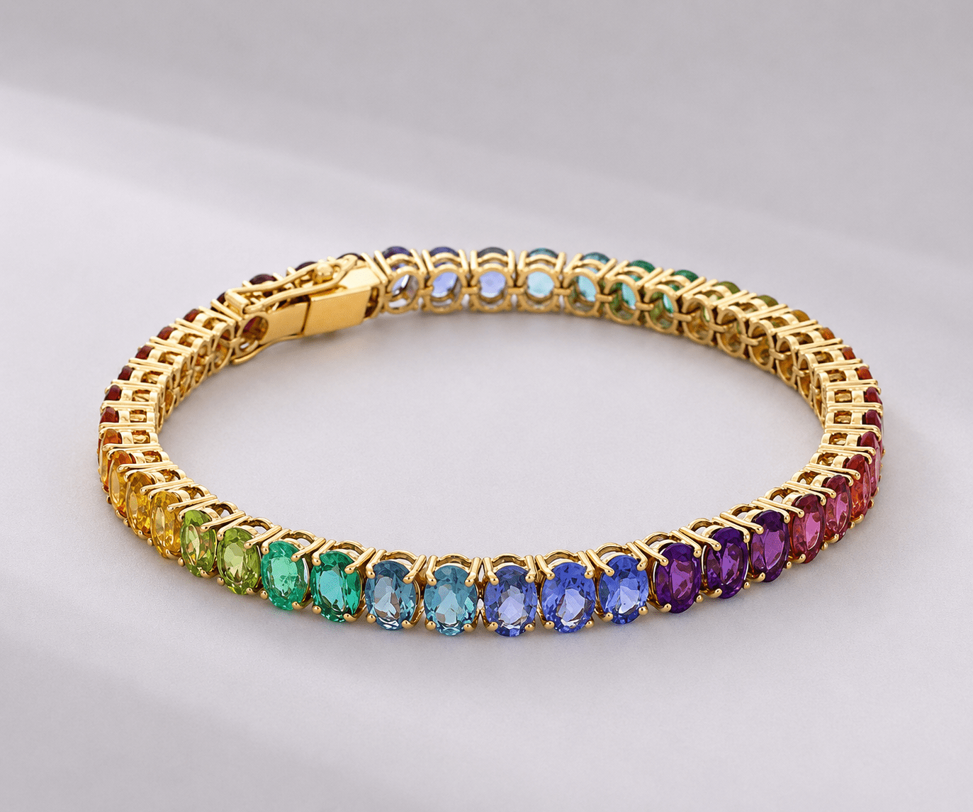 12 Carat Natural Rainbow Sapphire and Multi-Gemstone Bracelet in 18K Gold - Evara Jewelry LLC
