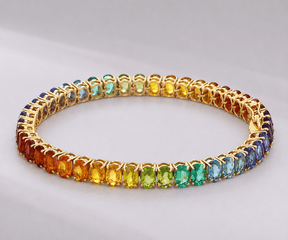 12 Carat Natural Rainbow Sapphire and Multi-Gemstone Bracelet in 18K Gold - Evara Jewelry LLC
