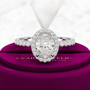 1.25 Carat Oval Cut Halo Diamond Engagement Ring - Evara Jewelry LLC