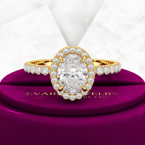 1.25 Carat Oval Cut Halo Diamond Engagement Ring - Evara Jewelry LLC