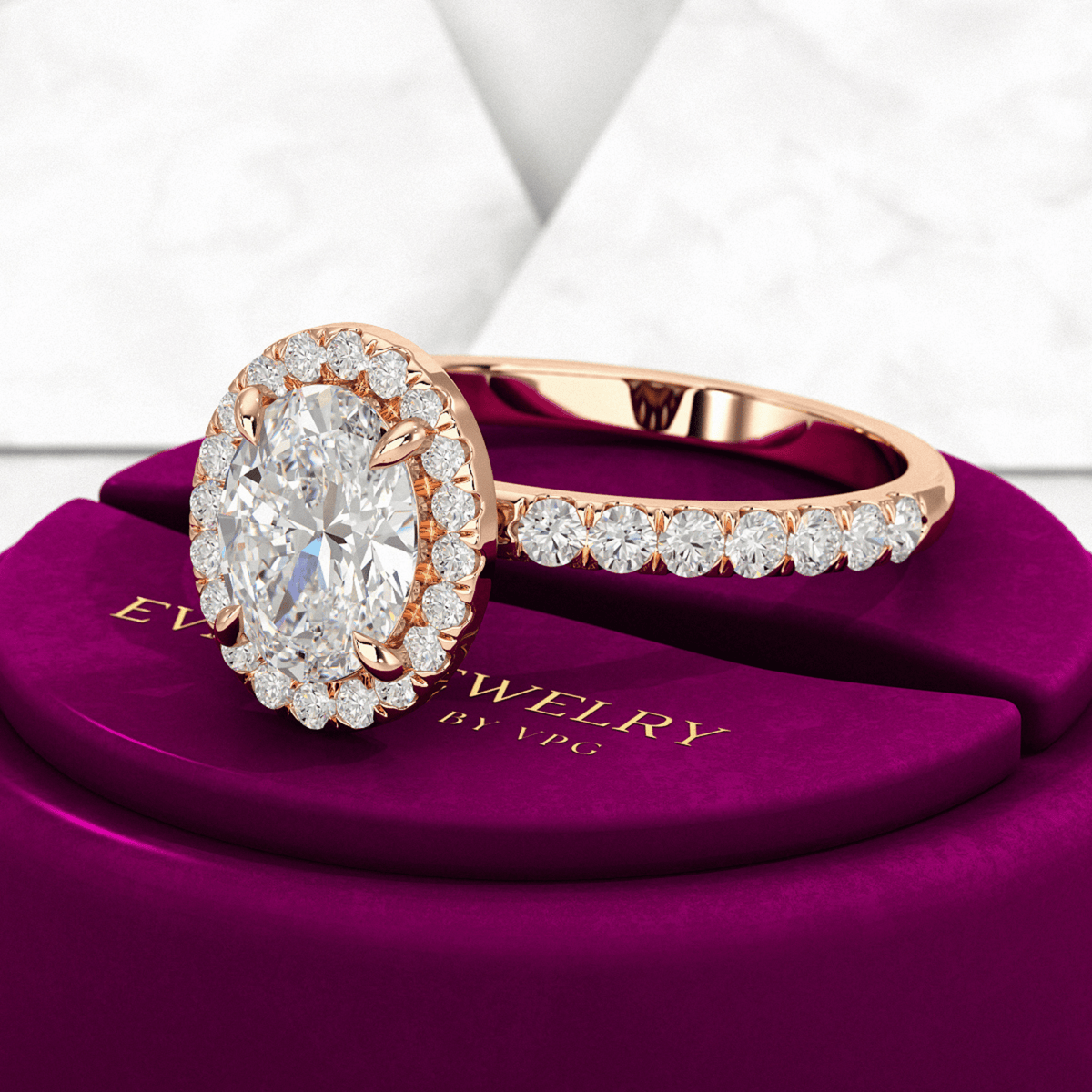 1.25 Carat Oval Cut Halo Diamond Engagement Ring - Evara Jewelry LLC