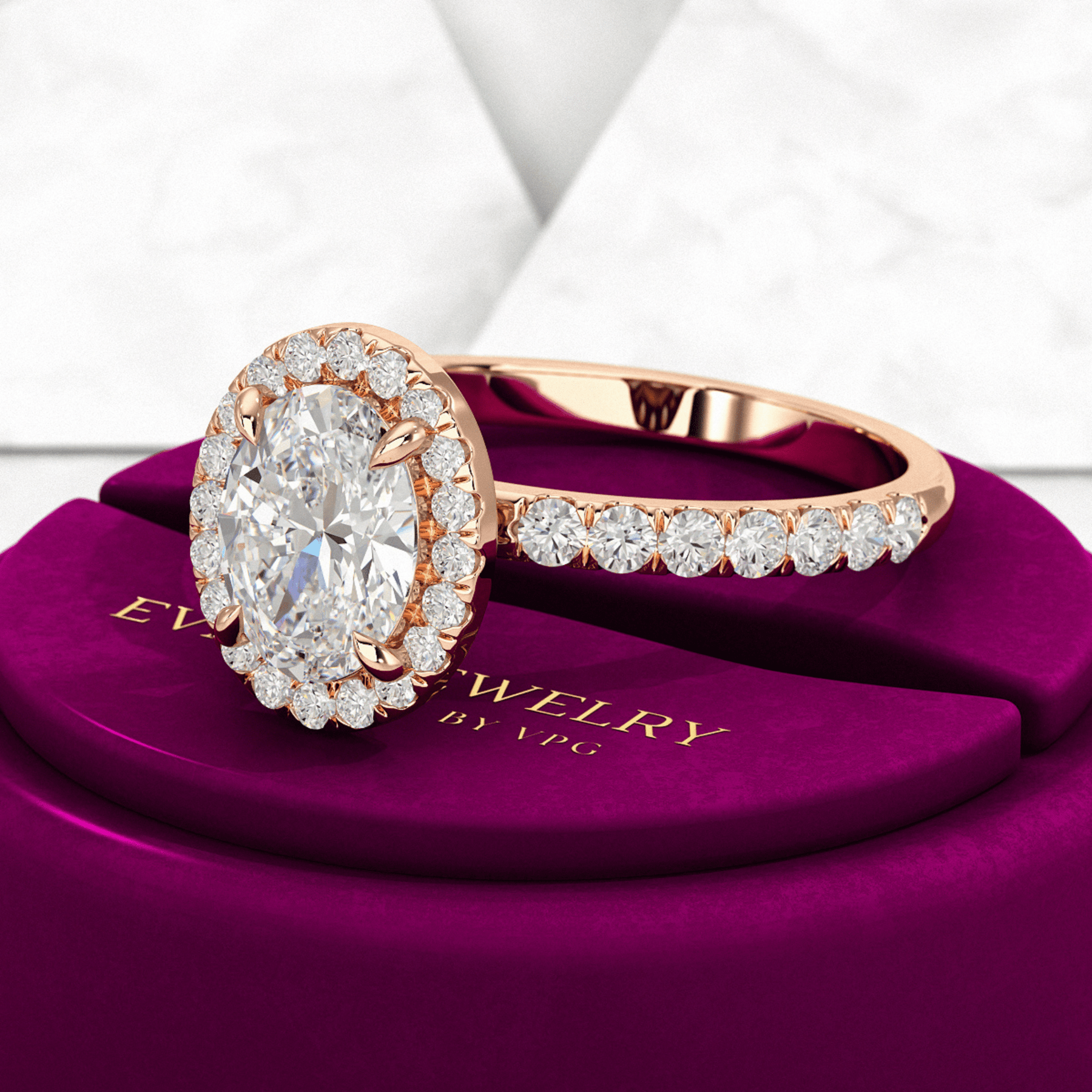 1.25 Carat Oval Cut Halo Diamond Engagement Ring - Evara Jewelry LLC