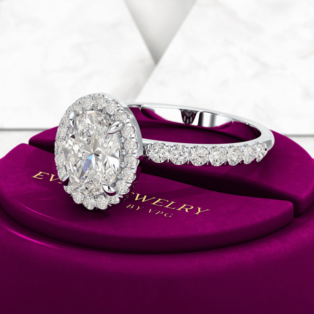 1.25 Carat Oval Cut Halo Diamond Engagement Ring - Evara Jewelry LLC