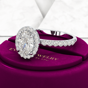 1.25 Carat Oval Cut Halo Diamond Engagement Ring - Evara Jewelry LLC