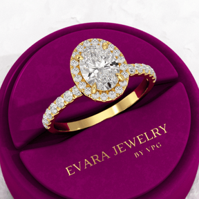 1.25 Carat Oval Cut Halo Diamond Engagement Ring - Evara Jewelry LLC
