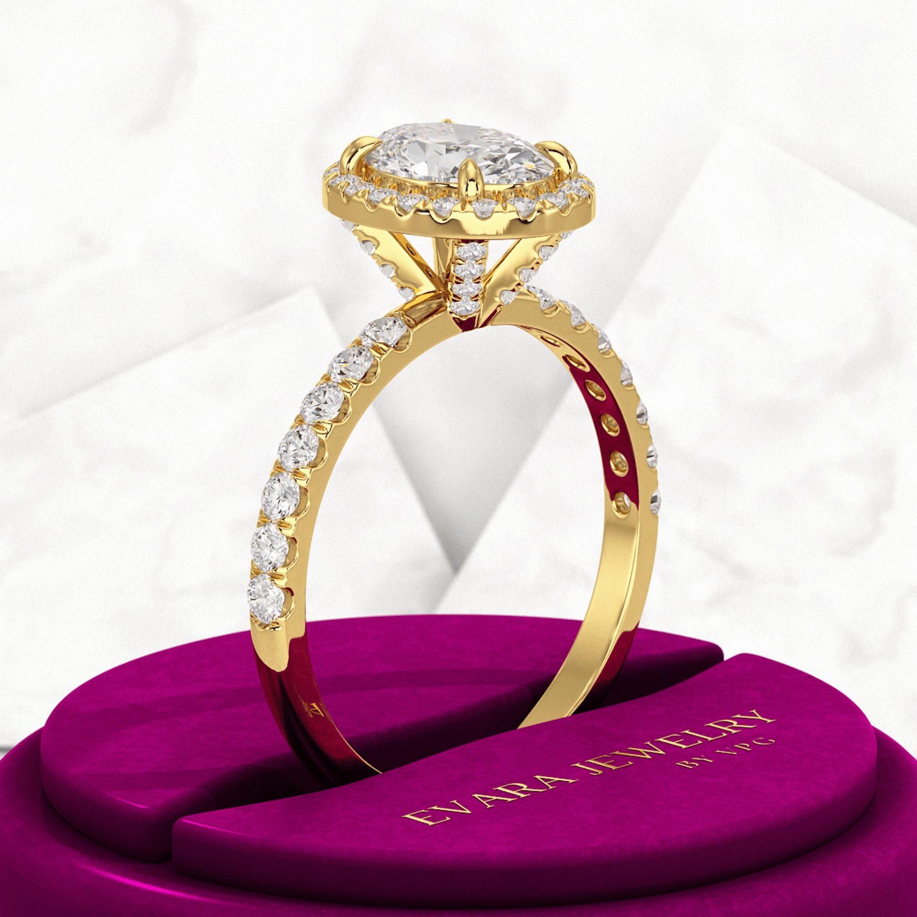 1.25 Carat Oval Cut Halo Diamond Engagement Ring - Evara Jewelry LLC