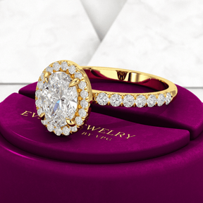 1.25 Carat Oval Cut Halo Diamond Engagement Ring - Evara Jewelry LLC