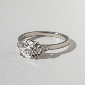 1.25 Carat Round Cut Diamond Art Deco Engagement Ring - Evara Jewelry LLC