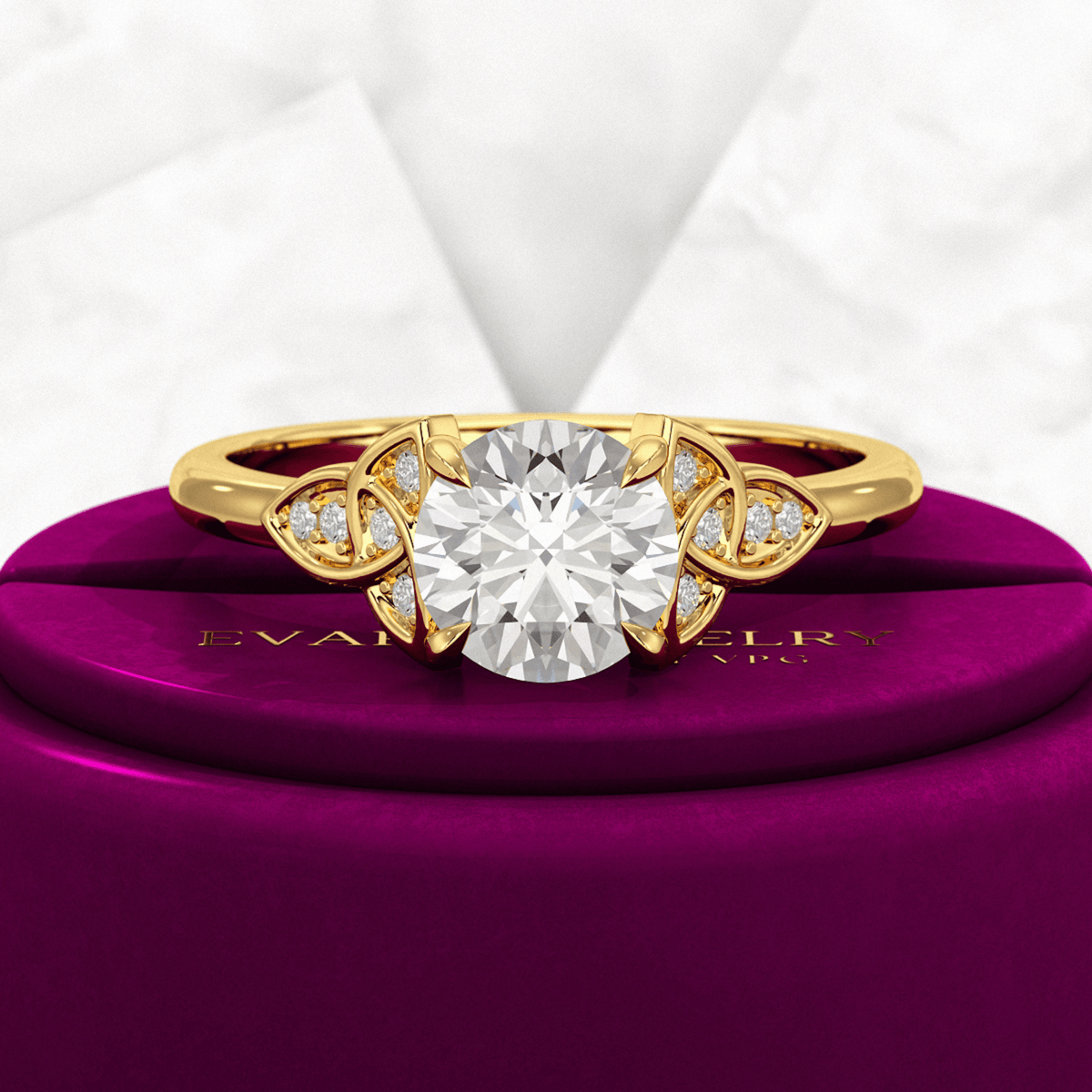 1.25 Carat Round Cut Diamond Art Deco Engagement Ring - Evara Jewelry LLC