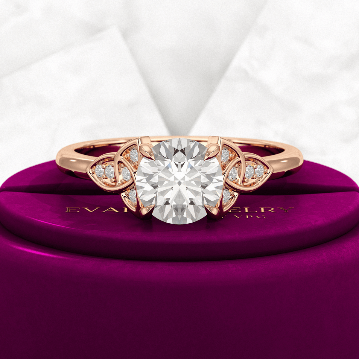 1.25 Carat Round Cut Diamond Art Deco Engagement Ring - Evara Jewelry LLC